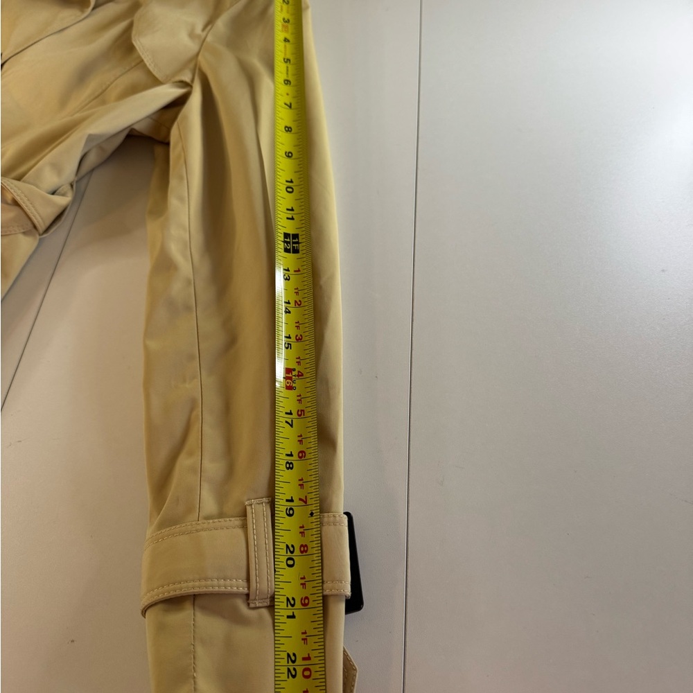 Joan Rivers Trench Rain Coat Beige Womens Small Button Front Pockets Belt Loops - Picture 12 of 14